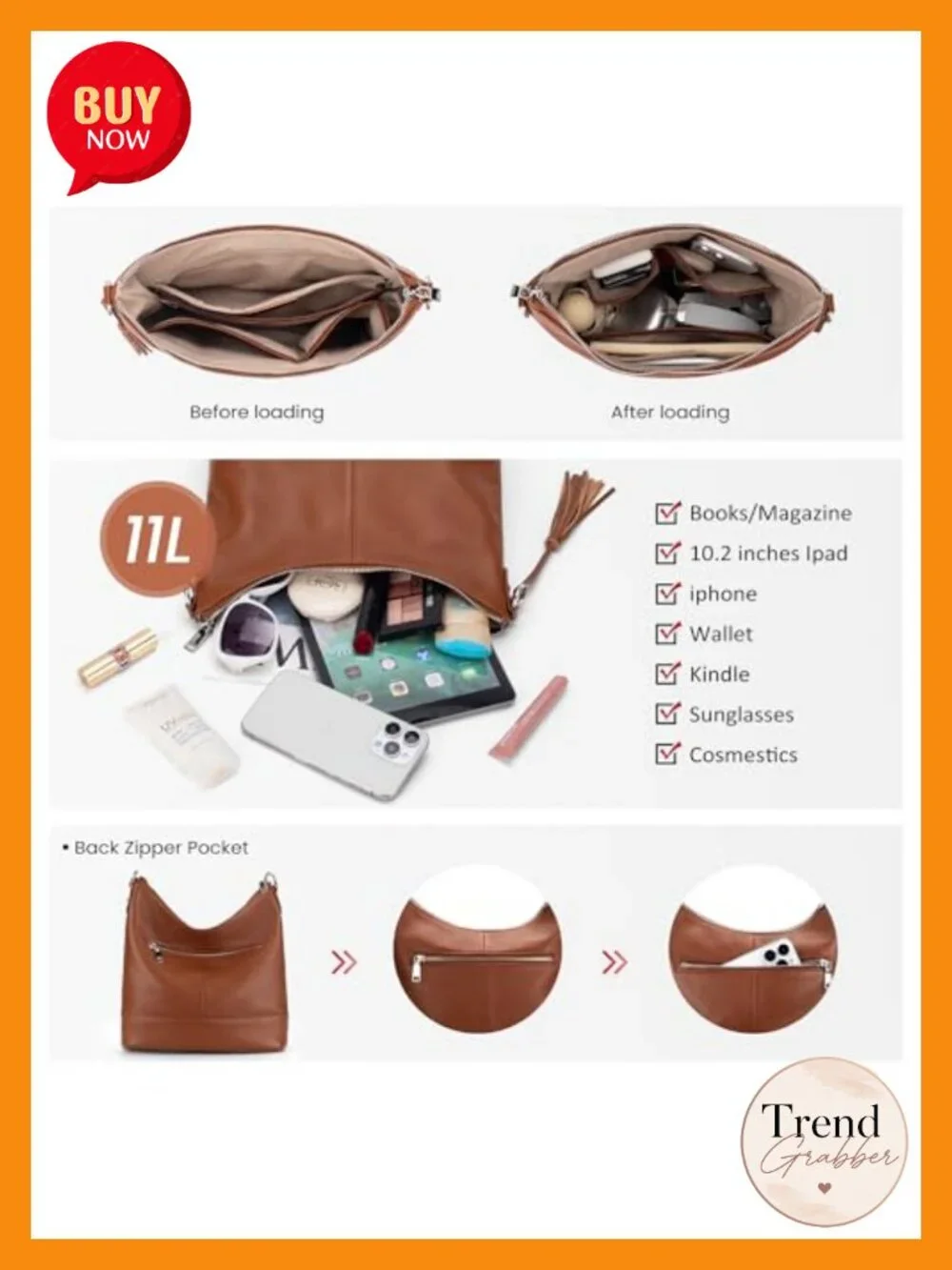 Genuine Leather Hobo Crossbody Bag, Soft Real Leather Bucket Shoulder Handbag